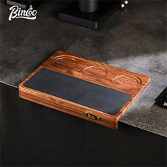 Bincoo 51/58mm Italian Coffee Pressing Pad with Walnut Storage Board and Powder Distributor