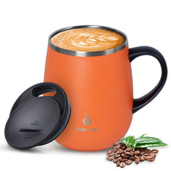470ml Double-Layer SS Vacuum Coffee Cup with Handle & Lid, Travel Mug