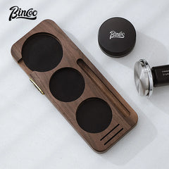 51/53/58mm Wooden Coffee Tamper Holder and Cloth Powder Base
