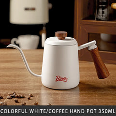 350ml Hand-Brewed Coffee Pot (304 Stainless Steel, Gooseneck, Solid Wood Handle, Milk Foam, Kitchen/Cafe)