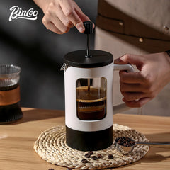Bincoo 600ml French Press Coffee Maker (High Borosilicate Glass, Milk Frother, Barista Tool)