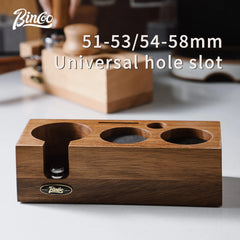 BINCOO Walnut Coffee Tamping Station, 51/53/58mm Portafilter Holder