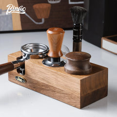 BINCOO Walnut Coffee Tamping Station, 51/53/58mm Portafilter Holder