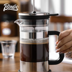 BINCOO 1000ml French Press Coffee Pot (Stainless Steel, Borosilicate Glass, Heat-Resistant)