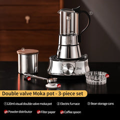 Bincoo Glass Double-Valve Moka Pot with Electric Heater, 220V