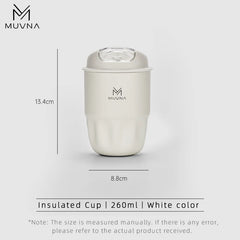 MUVNA 260/450ml Insulated SS Vacuum Flask, Hot/Cold Travel Coffee Mug