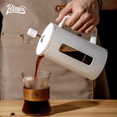 Bincoo 600ml French Press Coffee Maker (High Borosilicate Glass, Milk Frother, Barista Tool)