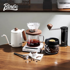 Bincoo 6-Piece Pour Over Coffee Set (600ml, Gooseneck Teapot, Glass Filter Cup, Paper Filters, Coffee Server)