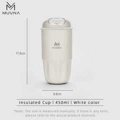 MUVNA 260/450ml Insulated SS Vacuum Flask, Hot/Cold Travel Coffee Mug