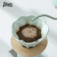 Reusable Ceramic V01 Coffee Filter Cup with Wooden Stand