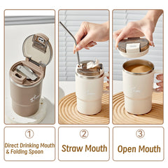 Bincoo Wood Grain SS Ceramic Thermos Tumbler