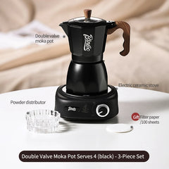 Bincoo Double-Valve Mocha Pot Electric Stove Set
