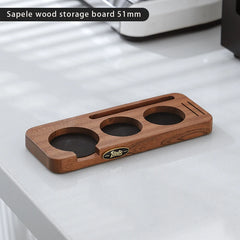 51/53/58mm Wooden Coffee Tamper Holder and Cloth Powder Base