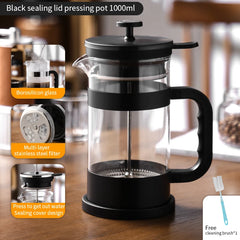 BINCOO 1000ml French Press Coffee Pot (Stainless Steel, Borosilicate Glass, Heat-Resistant)