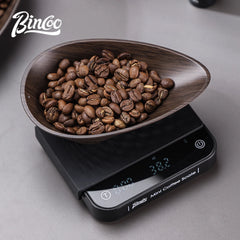 BINCOO Plateaux de dosage de grains de café en bois massif de noyer Pelle à grains de pesée Pelles à mesurer Séparateur de thé Récipient à expresso Ustensiles de cuisine