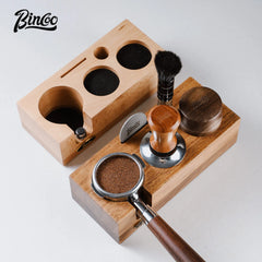BINCOO Walnut Coffee Tamping Station, 51/53/58mm Portafilter Holder