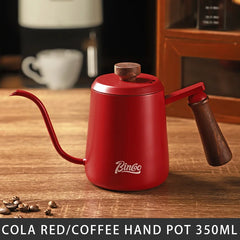 350ml Hand-Brewed Coffee Pot (304 Stainless Steel, Gooseneck, Solid Wood Handle, Milk Foam, Kitchen/Cafe)