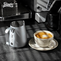 BINCOO 600ML Milk Frothing Pitcher – 304 Stainless Steel Latte Jug with OZ/ML Scale