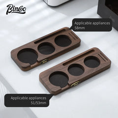 51/53/58mm Wooden Coffee Tamper Holder and Cloth Powder Base