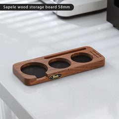 51/53/58mm Wooden Coffee Tamper Holder and Cloth Powder Base