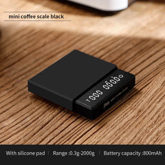 Bincoo Mini Smart Espresso Scale with Timer (2kg/0.1g, g/oz/ml, USB)