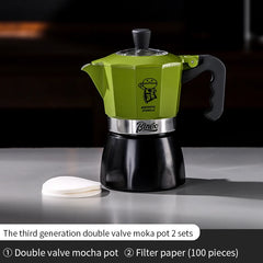 Bincoo Double-Valve Moka Pot Set with Electric Stove 220V