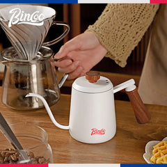 350ml Hand-Brewed Coffee Pot (304 Stainless Steel, Gooseneck, Solid Wood Handle, Milk Foam, Kitchen/Cafe)