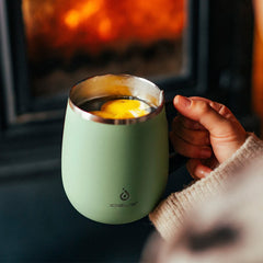 470ml Double-Layer SS Vacuum Coffee Cup with Handle & Lid, Travel Mug