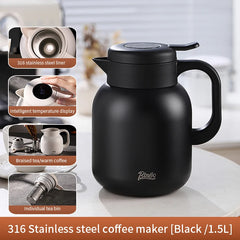 1000ml 316 Stainless Steel Thermal Coffee Pot with Temperature Display