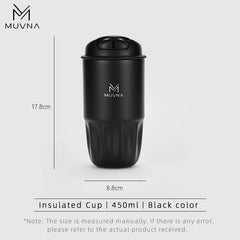 MUVNA 260/450ml Insulated SS Vacuum Flask, Hot/Cold Travel Coffee Mug