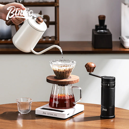 Bincoo 6-Piece Pour Over Coffee Set (600ml, Gooseneck Teapot, Glass Filter Cup, Paper Filters, Coffee Server)