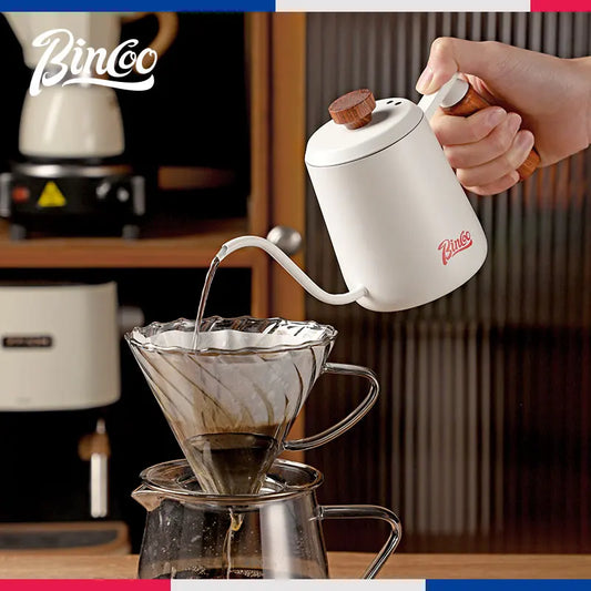 350ml Hand-Brewed Coffee Pot (304 Stainless Steel, Gooseneck, Solid Wood Handle, Milk Foam, Kitchen/Cafe)