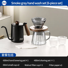 Bincoo 6-Piece Pour Over Coffee Set (600ml, Gooseneck Teapot, Glass Filter Cup, Paper Filters, Coffee Server)