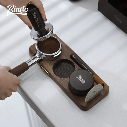 51/53/58mm Wooden Coffee Tamper Holder and Cloth Powder Base