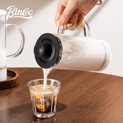 Bincoo Manual Milk Frother & French Press Coffee Maker (Heat-Resistant Glass, Mesh, Kitchen Tool)