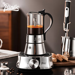 Bincoo Glass Double-Valve Moka Pot with Electric Heater, 220V