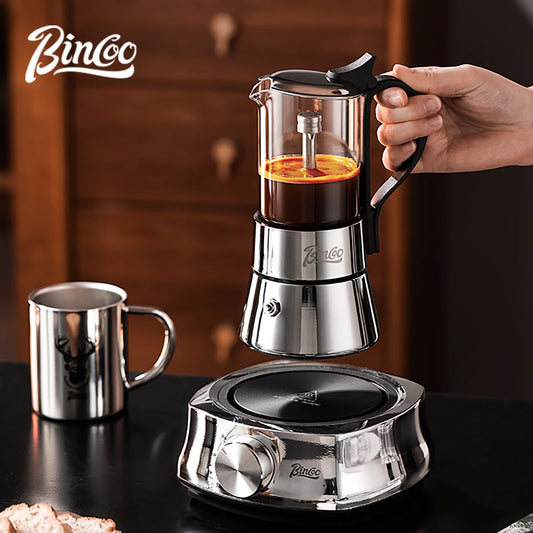 Bincoo Glass Double-Valve Moka Pot with Electric Heater, 220V