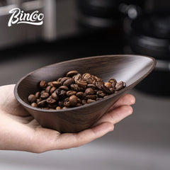 BINCOO Plateaux de dosage de grains de café en bois massif de noyer Pelle à grains de pesée Pelles à mesurer Séparateur de thé Récipient à expresso Ustensiles de cuisine