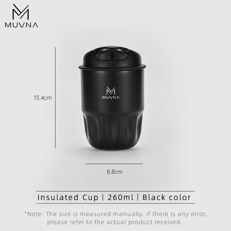 MUVNA 260/450ml Insulated SS Vacuum Flask, Hot/Cold Travel Coffee Mug