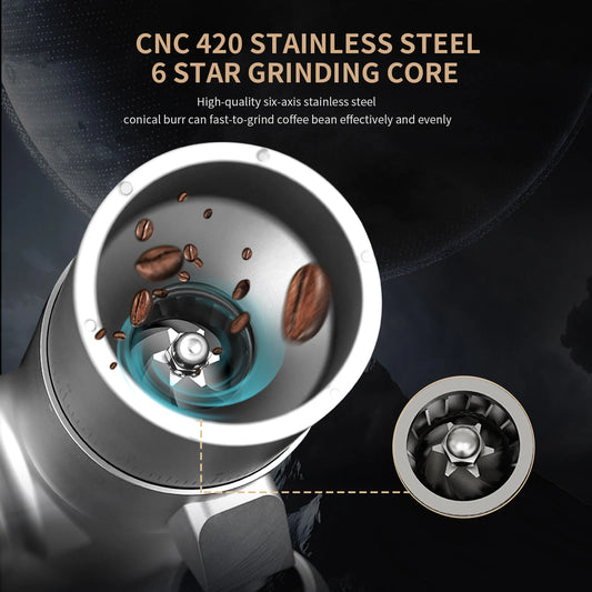 Electric Coffee Bean Grinder, Aluminum Alloy with Titanium Conical Burr