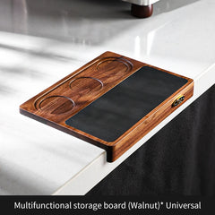 Bincoo 51/58mm Italian Coffee Pressing Pad with Walnut Storage Board and Powder Distributor