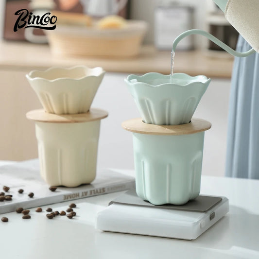 Reusable Ceramic V01 Coffee Filter Cup with Wooden Stand