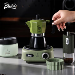 Bincoo Double-Valve Moka Pot Set with Electric Stove 220V