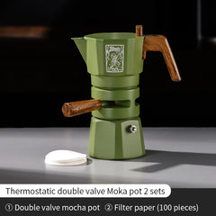 Bincoo Double-Valve Moka Pot Set with Electric Stove 220V