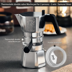 2-Serving Thermostatic Double-Valve Moka Pot, Espresso Extraction