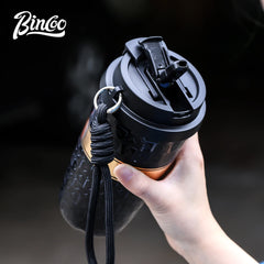 BINCOO 280/500ml Ceramic Double-Layer Coffee Thermos, Leak-Proof Travel Mug