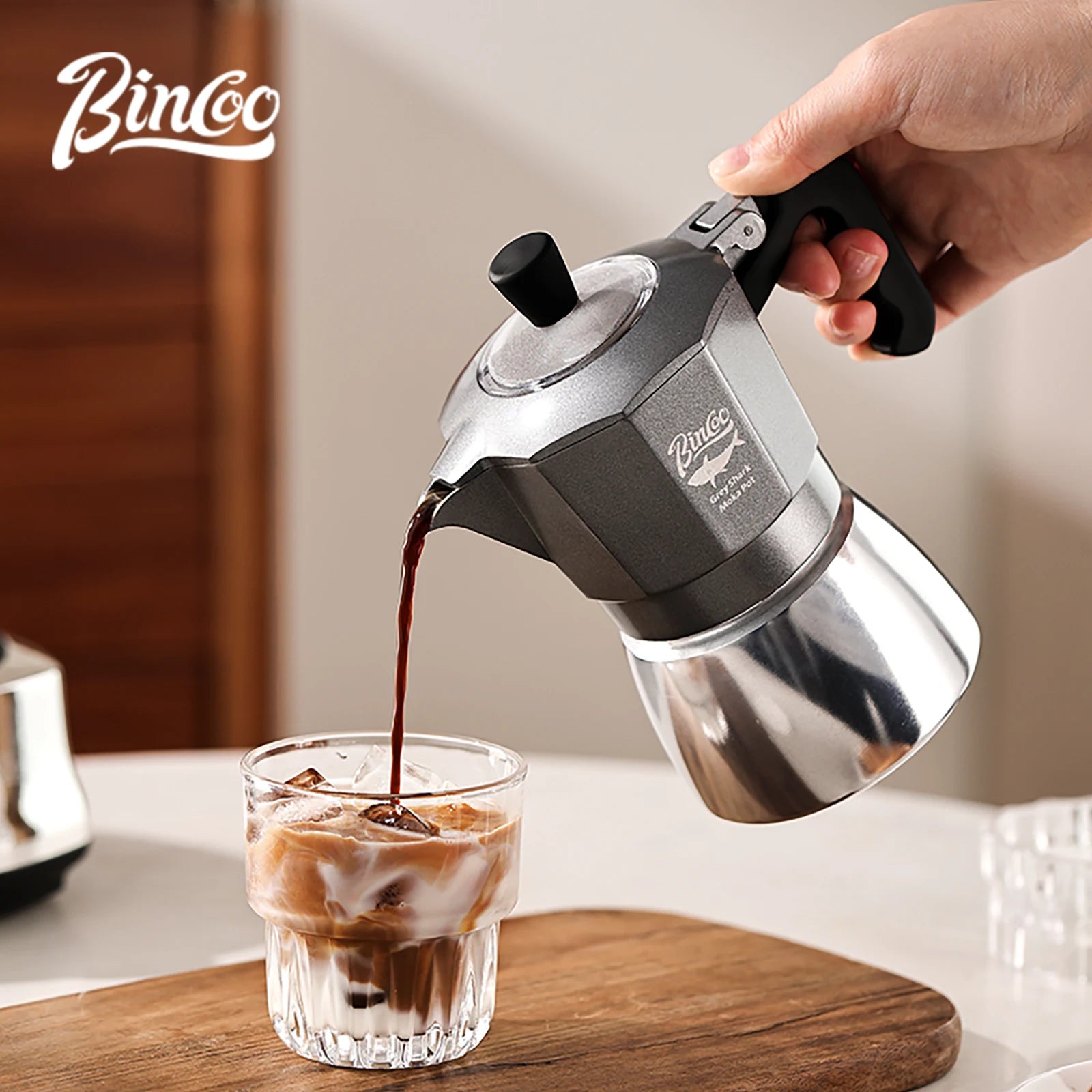 Bincoo 120ml Dual Valve Stovetop Moka Pot Espresso Maker