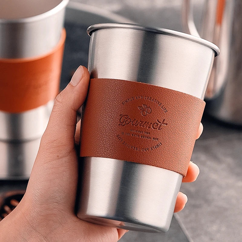 Tasse en acier inoxydable, tasse à café portable, tasse de voyage de camping, tasse à café en métal, tasse à eau, tasse à thé au lait, gobelet, tasse à eau