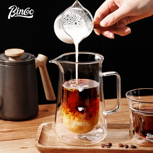 Bincoo 400ml Heat-Resistant Double Wall Glass Pour Over Coffee Pot