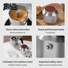 3-Valve 316 SS Moka Pot for Concentrated Latte Extraction